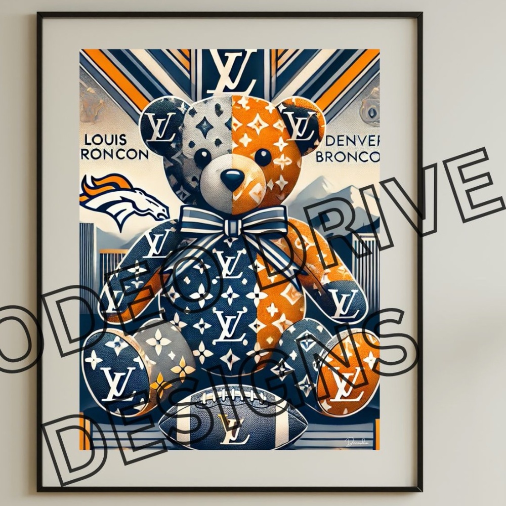 Louis Vuitton Denver Broncos Bear Print (18x24) by Rodeo Drive Designs